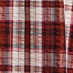 Plus Size Mini Seer Sucker Zip-Front Shirt Dress, PLAID IVORY, swatch