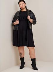 Plus Size Mini Super Soft Balloon Sleeve Aline Dress, DEEP BLACK, alternate