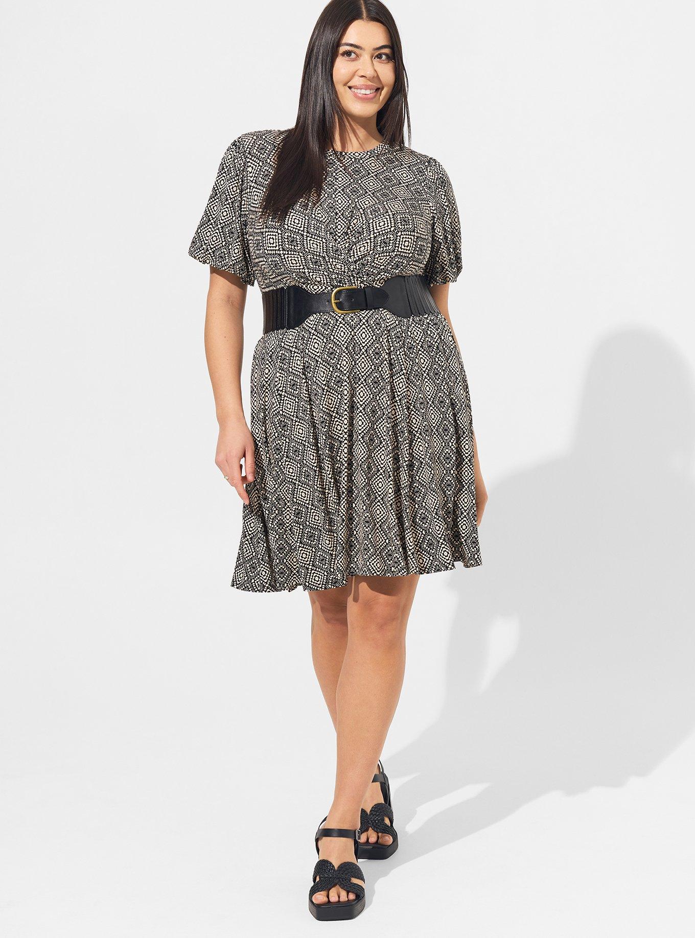 Plus Size - Mini Super Soft Balloon Sleeve Aline Dress - Torrid