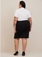Plus Size At The Knee Ponte Studio Crepe Bodycon Dress, BLACK WHITE, alternate