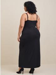 Plus Size  Maxi Ruched Front Bodycon Dress , DEEP BLACK, alternate