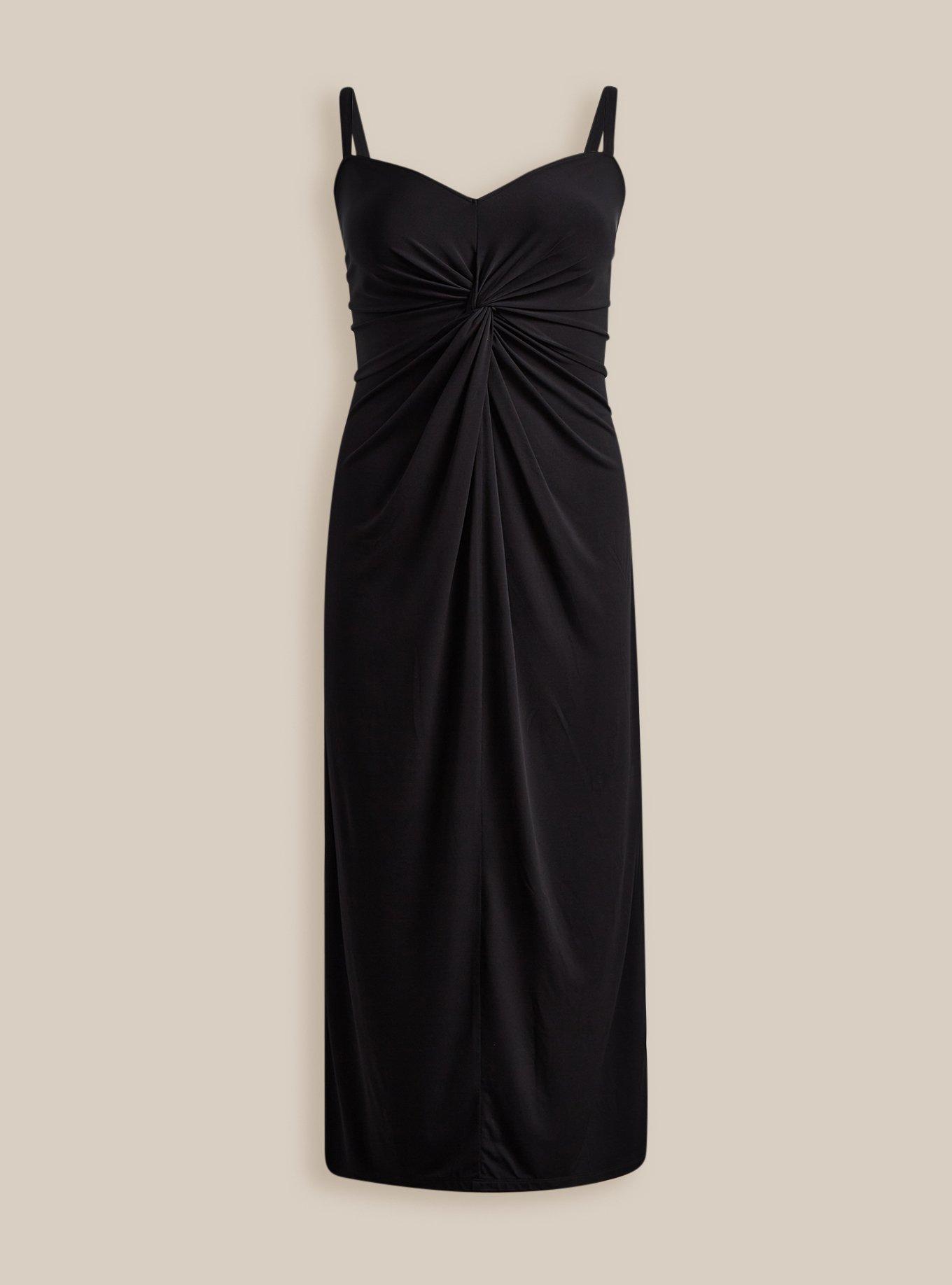 Plus Size  Maxi Ruched Front Bodycon Dress , DEEP BLACK, hi-res