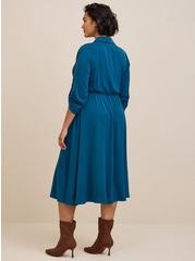 Midi Studio Crepe De Chine Collared Shirt Dress, LEGION BLUE, alternate