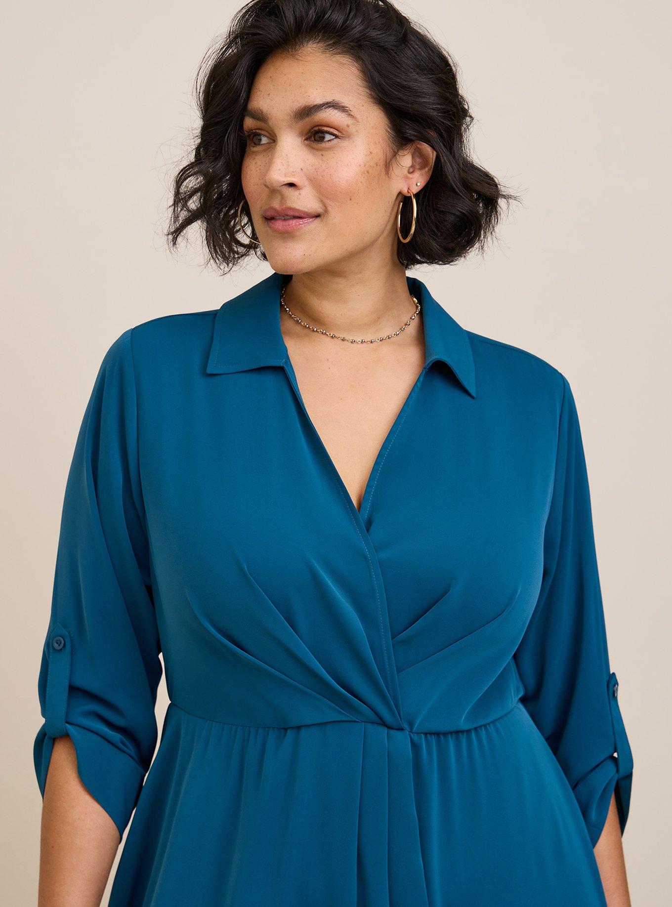 Torrid Blue Wrap Tops & Blouses