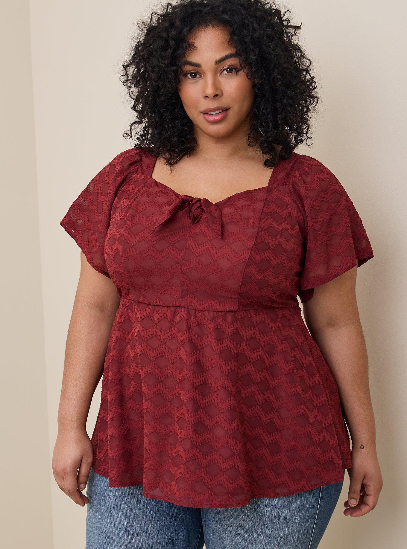 Plus Size - Fit And Flare Textured Chiffon Top - Torrid