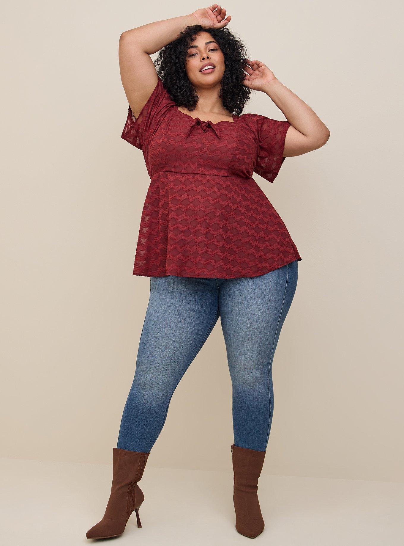 Plus Size - Fit And Flare Textured Chiffon Top - Torrid