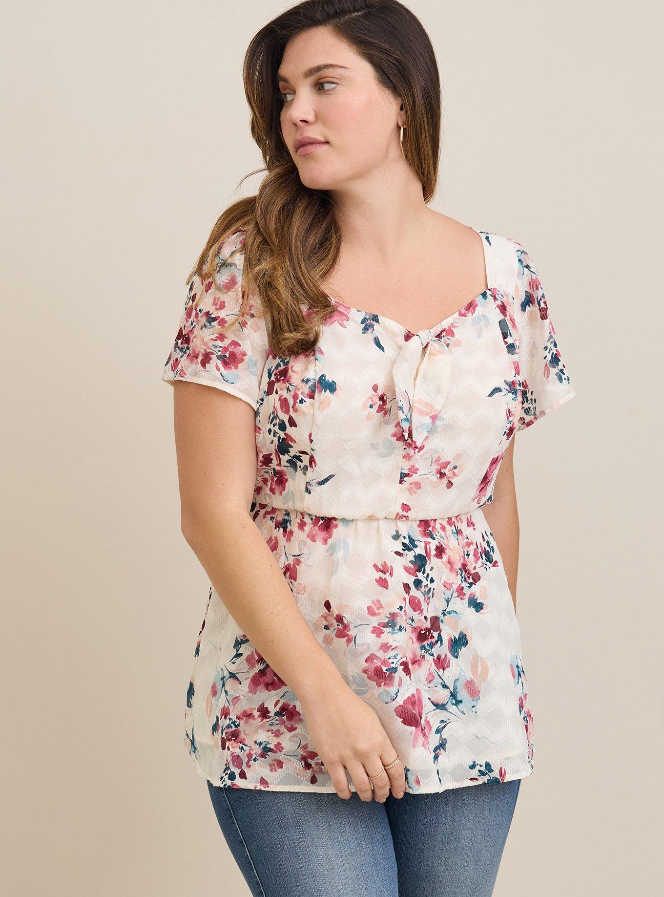 Plus Size Fit And Flare Textured Chiffon Top Torrid