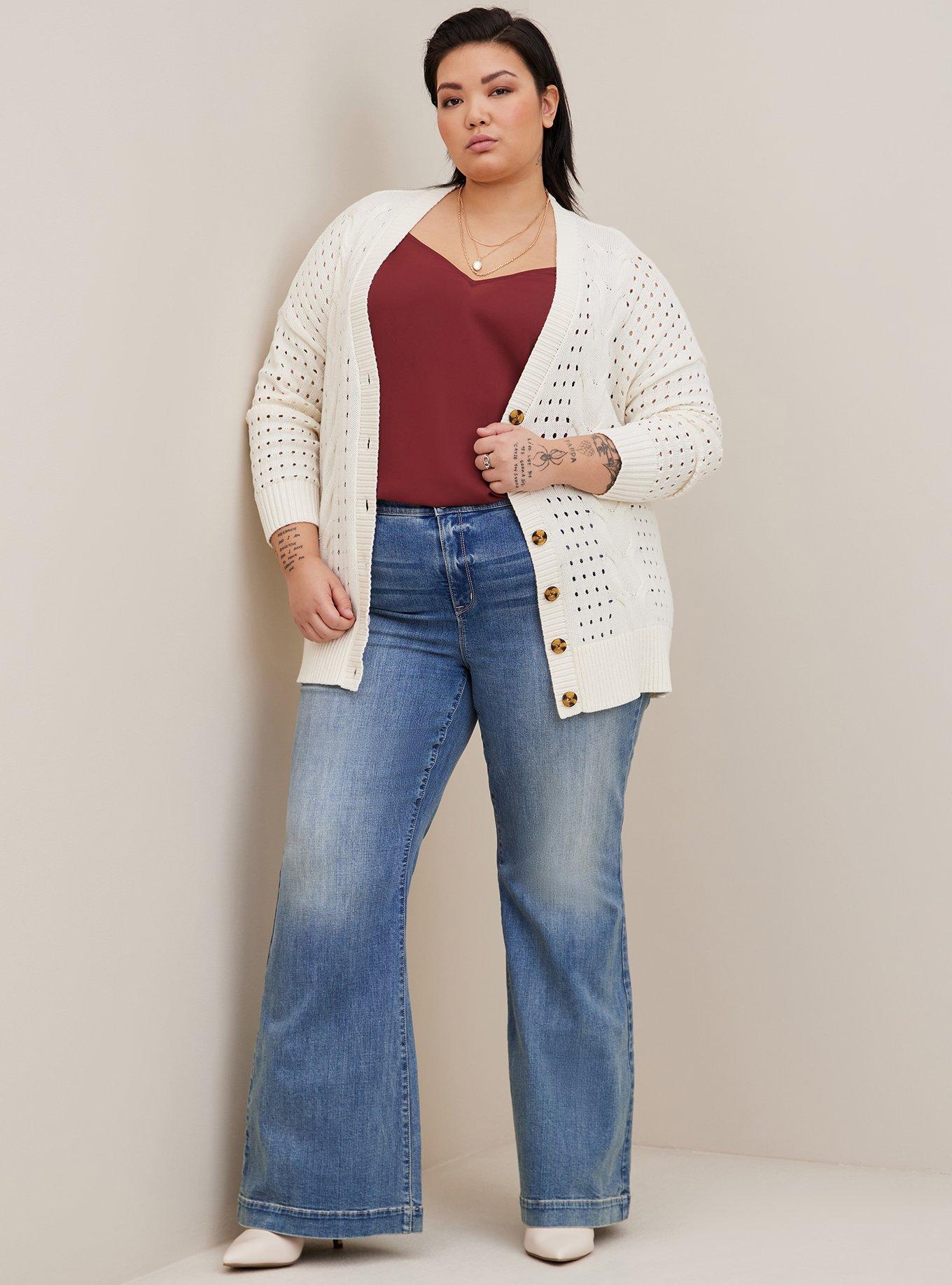 Cable Boyfriend Cardigan Sweater, IVORY, alternate