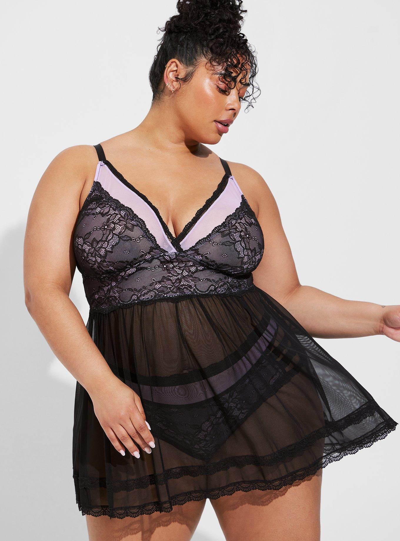 Black Mesh Babydoll Dress by Flash You and Me Lingerie