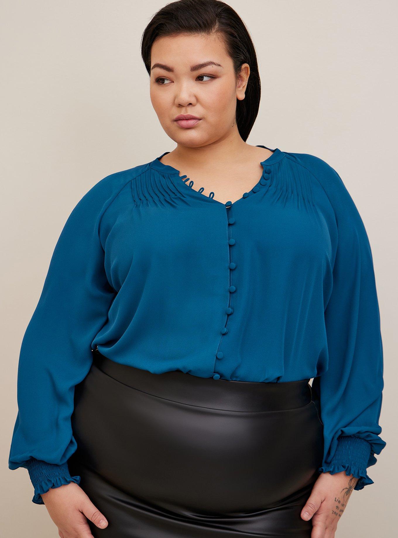 Plus Size - Georgette Smocked Blouson Sleeve Blouse - Torrid