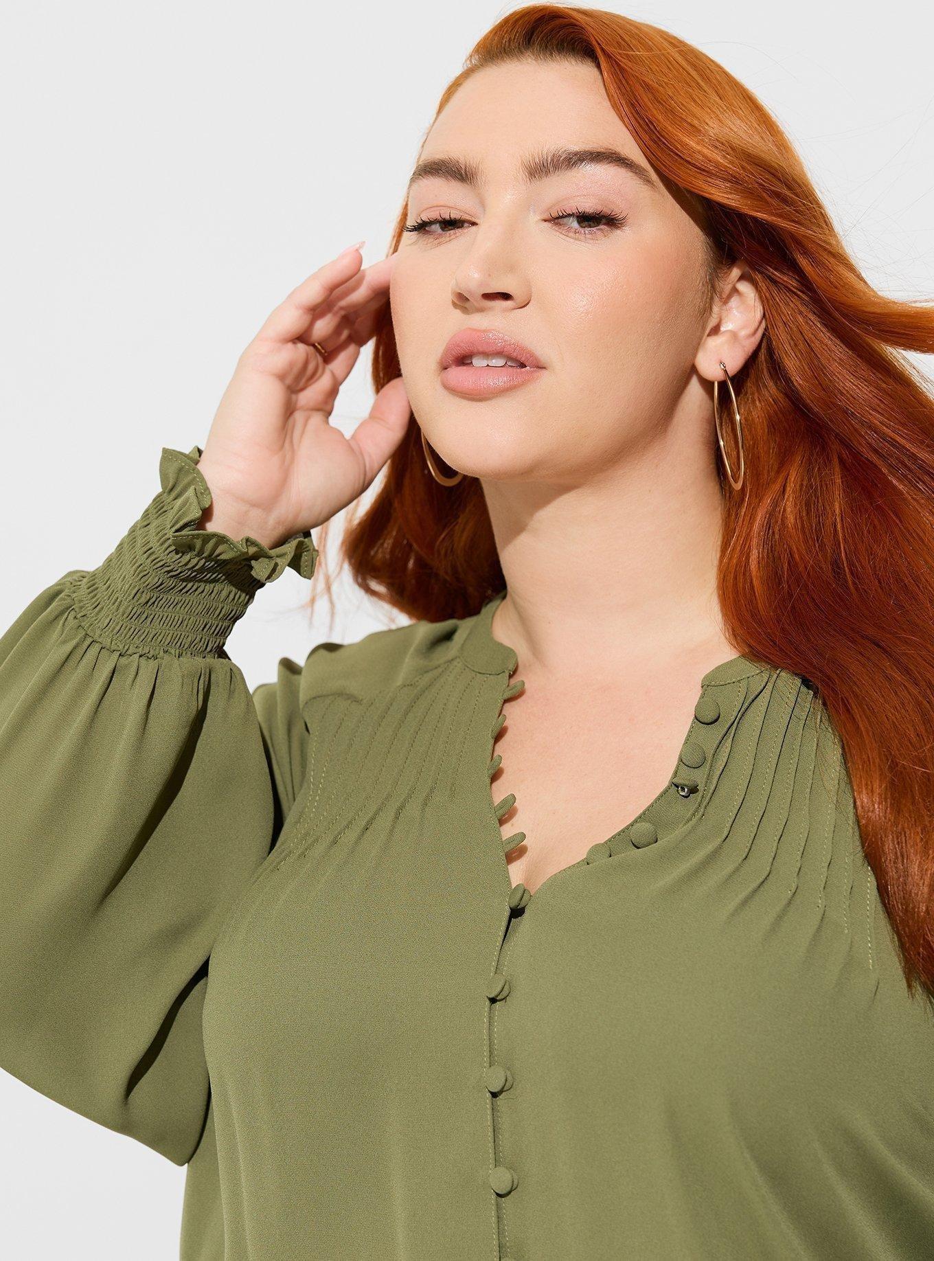 Plus Size - Georgette Smocked Blouson Sleeve Blouse - Torrid