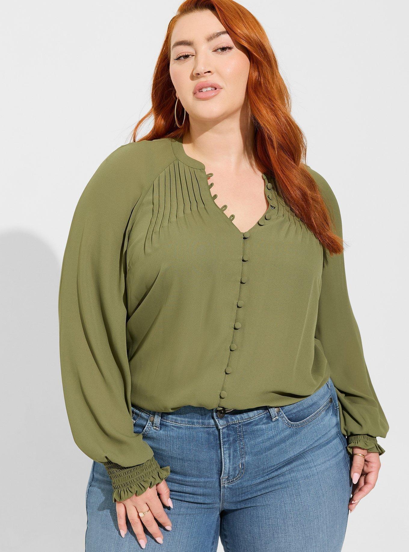 Plus Size - Georgette Smocked Blouson Sleeve Blouse - Torrid