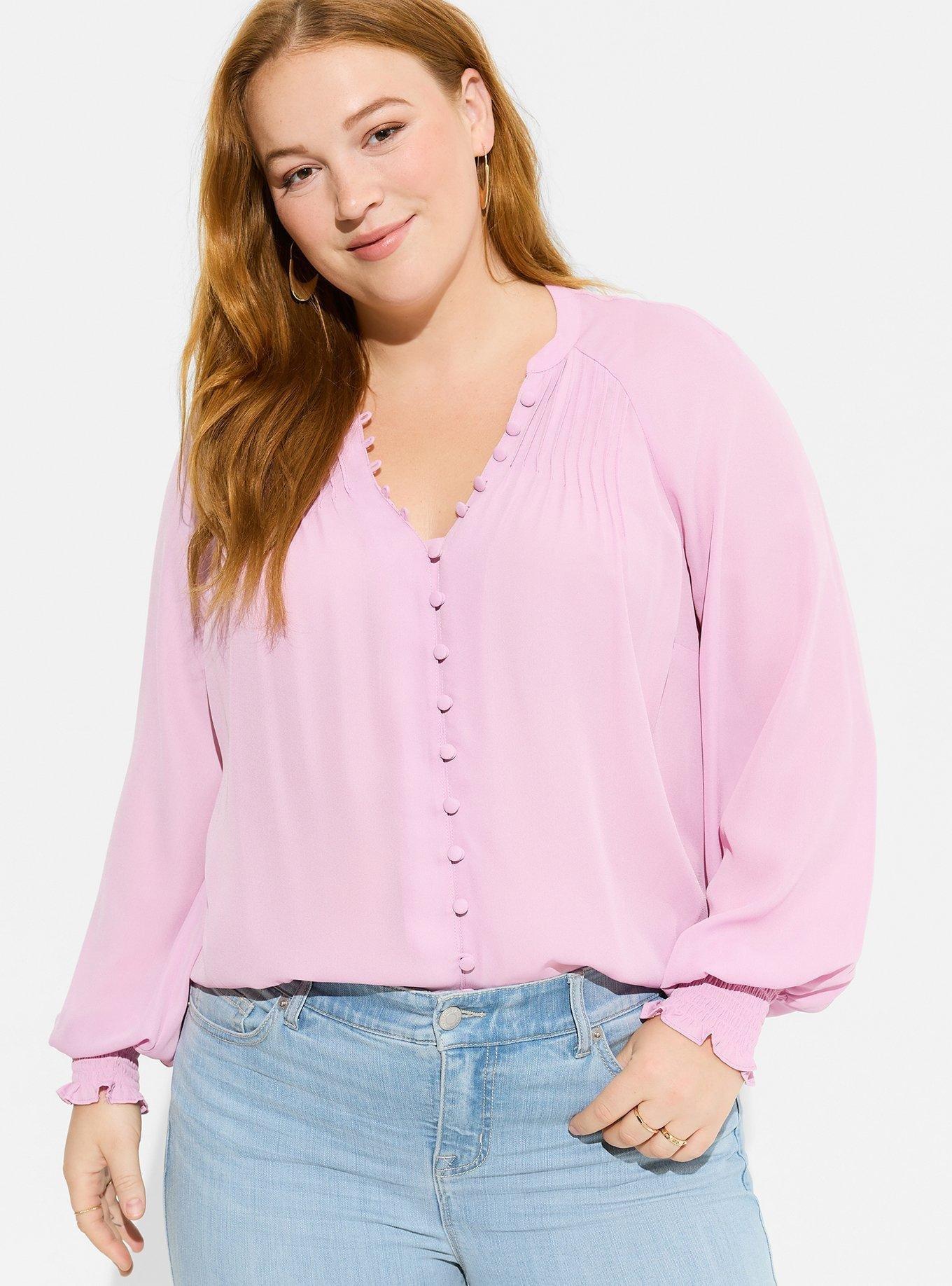 Plus Size - Georgette Smocked Blouson Sleeve Blouse - Torrid