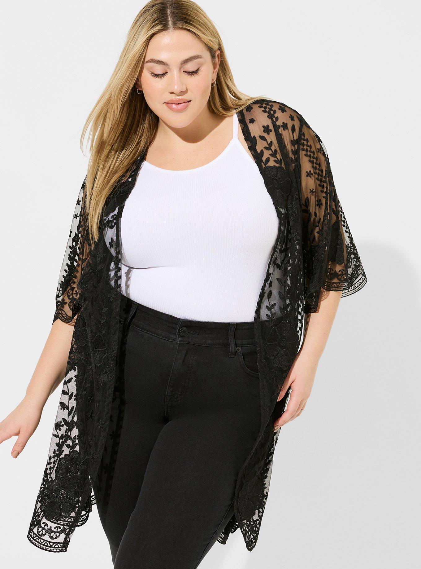 Plus size shop lace kimono cardigan