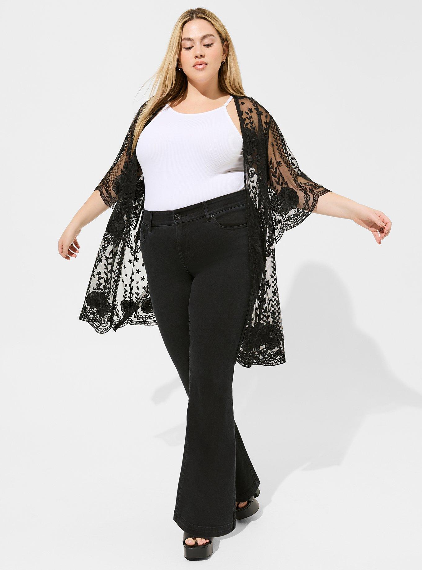 Plus size clearance lace kimono cardigan