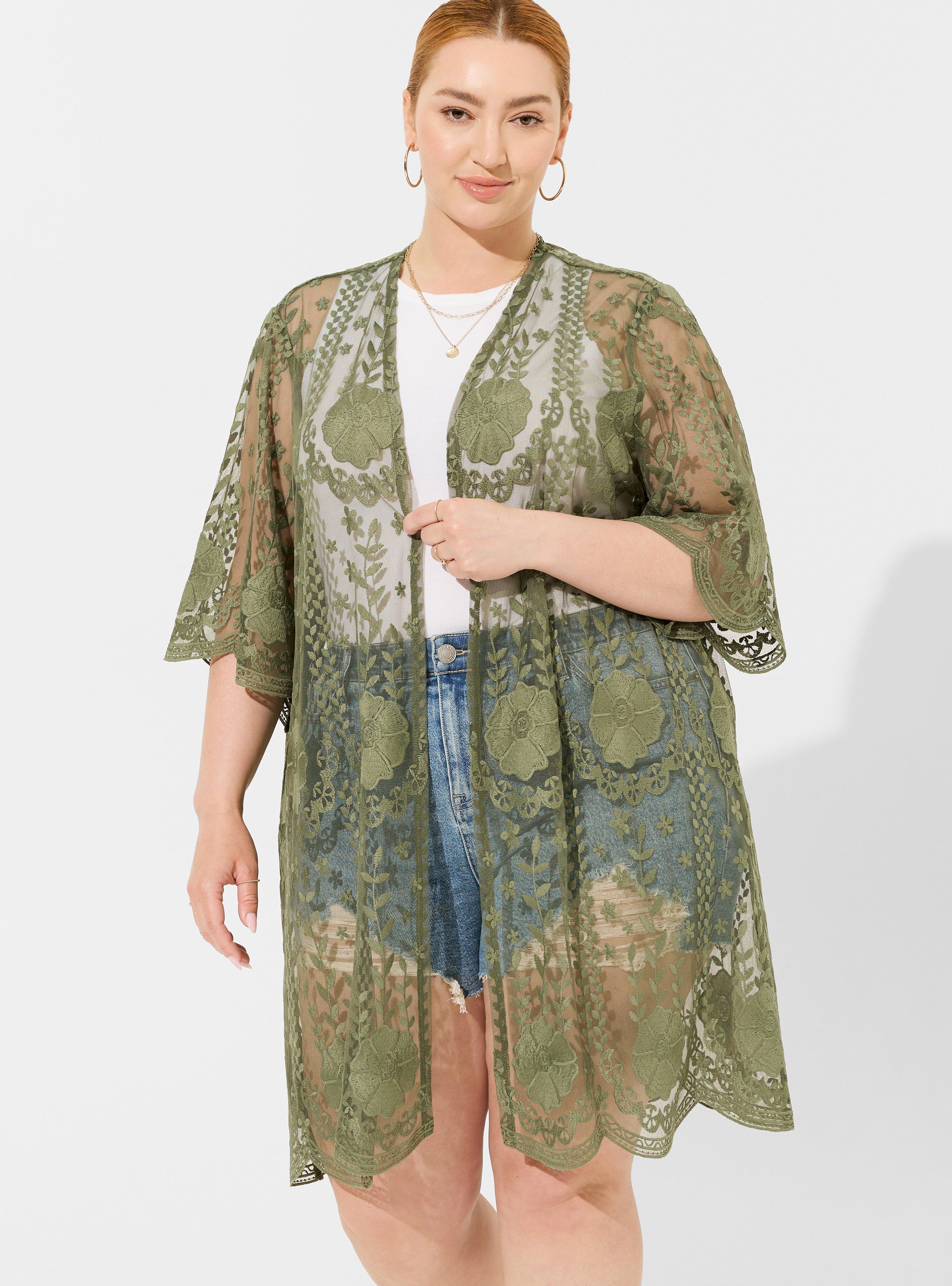 Plus Size - Mesh Crochet Lace Kimono - Torrid