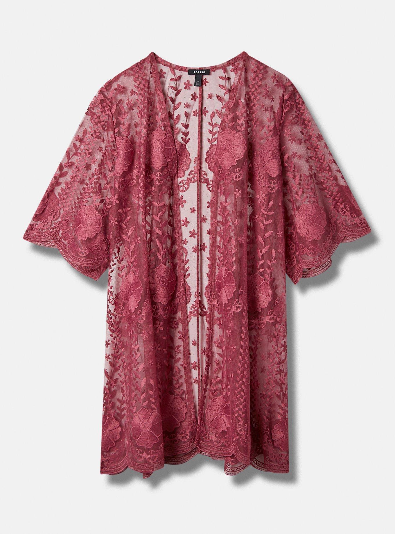 Plus Size Mesh Crochet Lace Kimono Torrid