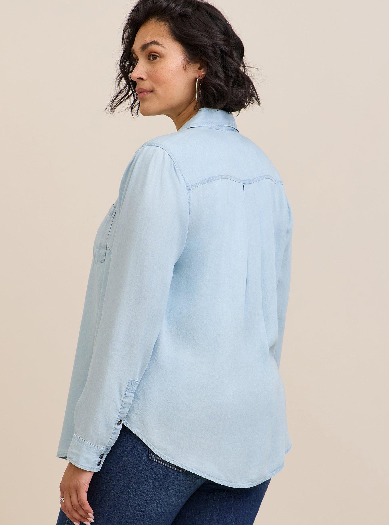 Lizzie Tencel Button Down Long Sleeve Shirt , , alternate
