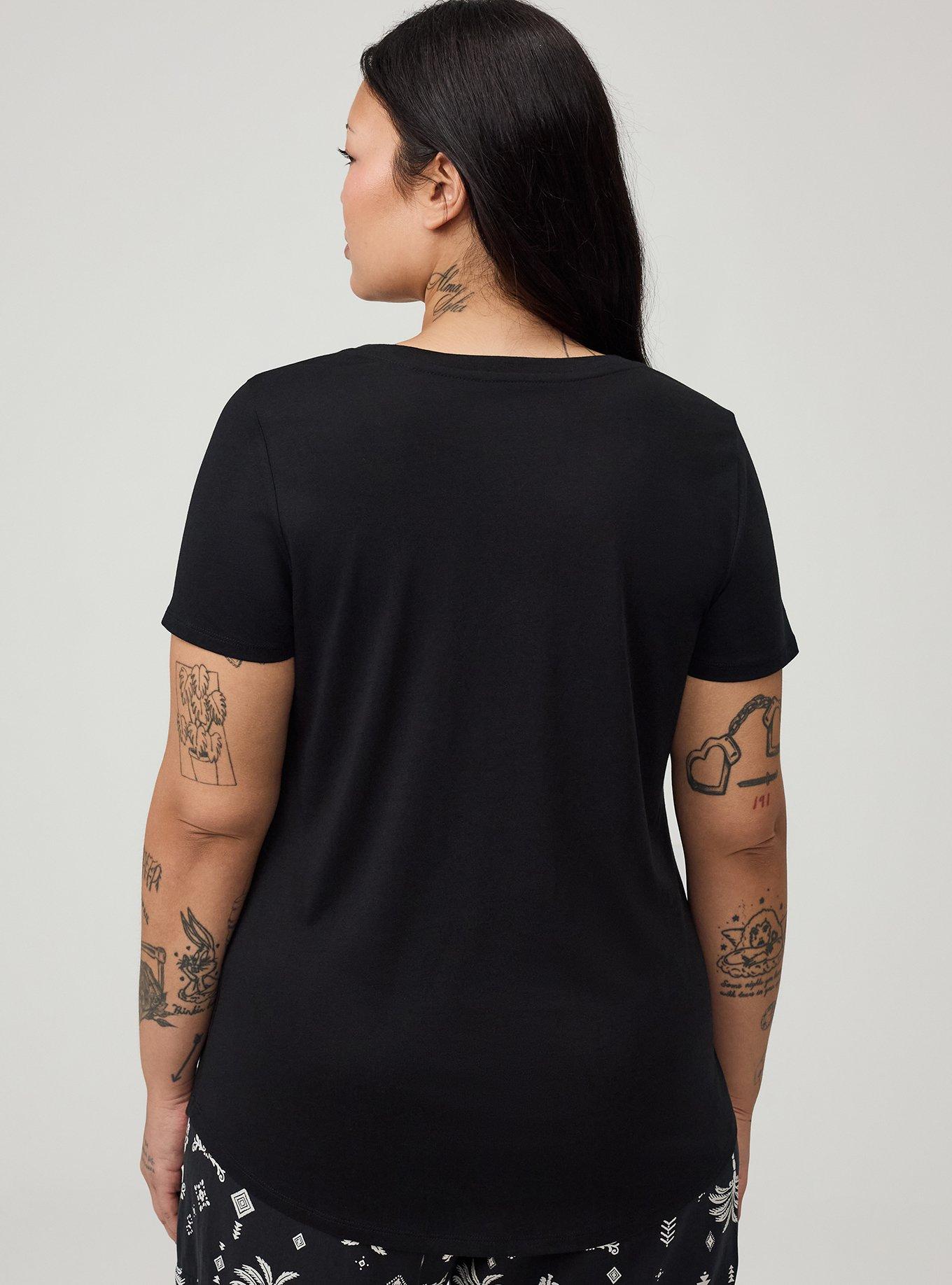 Girlfriend Signature Jersey V-Neck Tee, DEEP BLACK, alternate