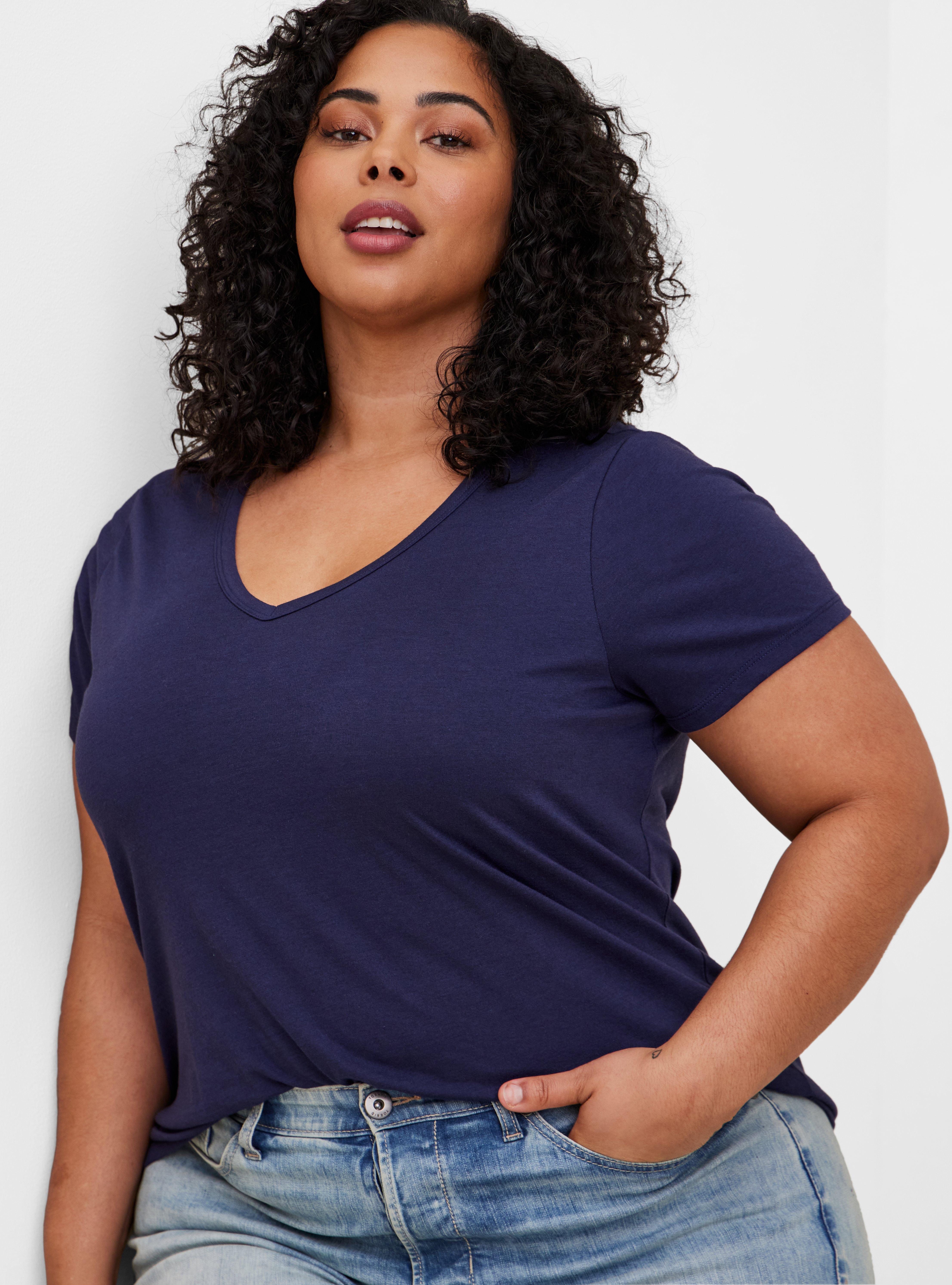 Plus Size - Girlfriend Signature Jersey V-Neck Tee - Torrid