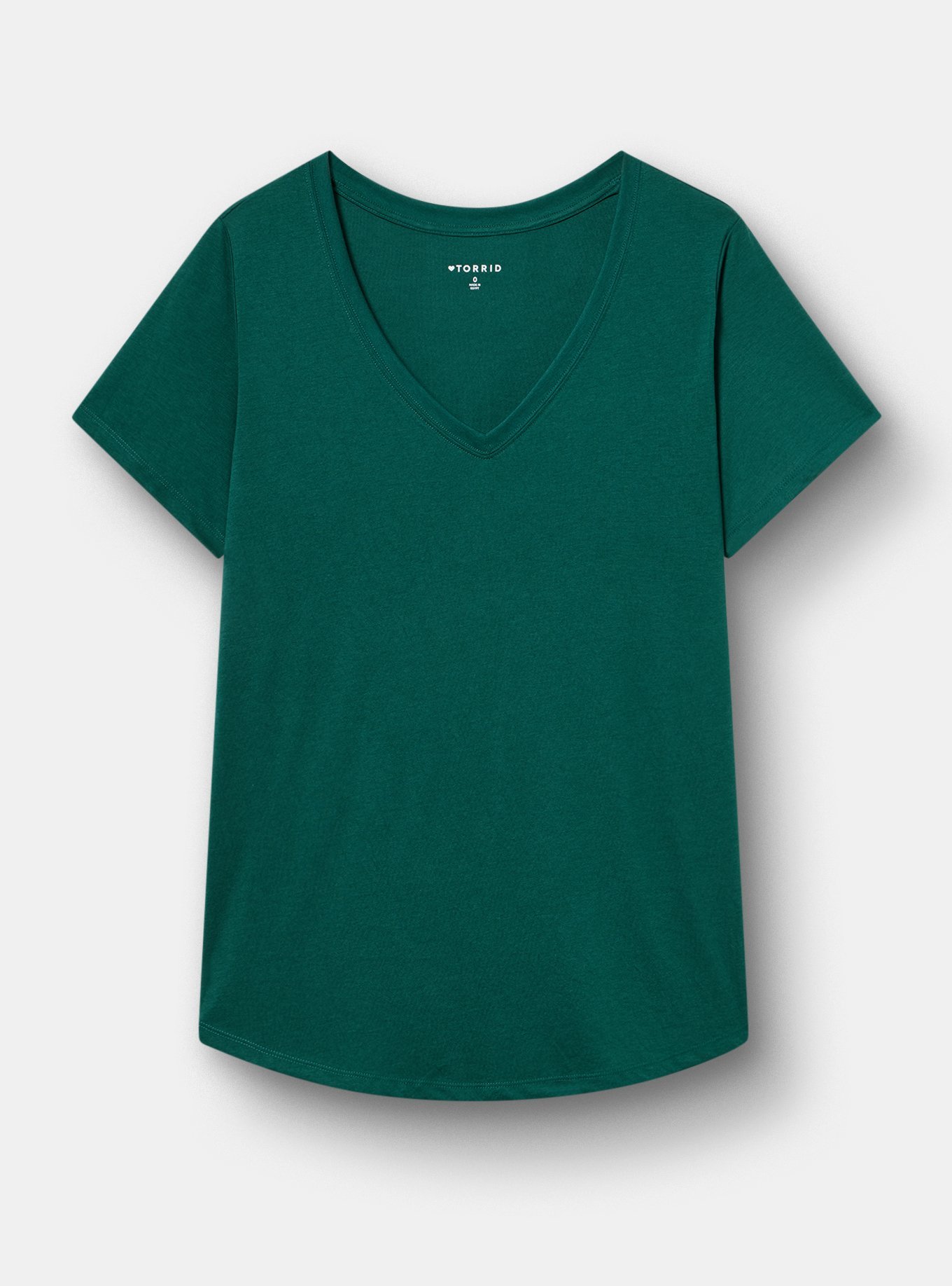 Girlfriend Signature Jersey V-Neck Tee, BOTANICAL GARDEN, flat