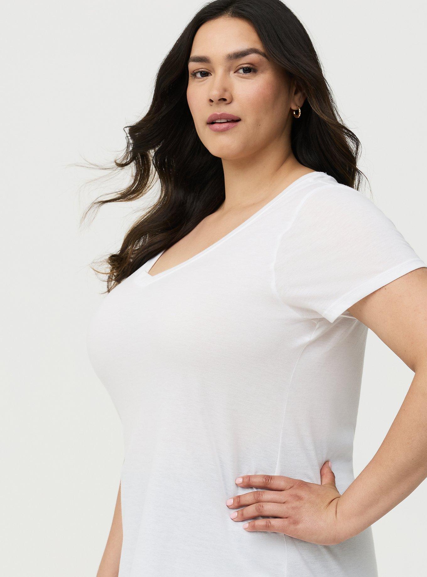 Girlfriend Signature Jersey V-Neck Tee, BRIGHT WHITE, alternate