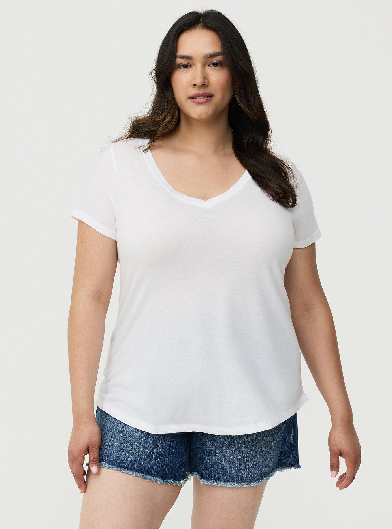 Girlfriend Signature Jersey V-Neck Tee, BRIGHT WHITE, alternate