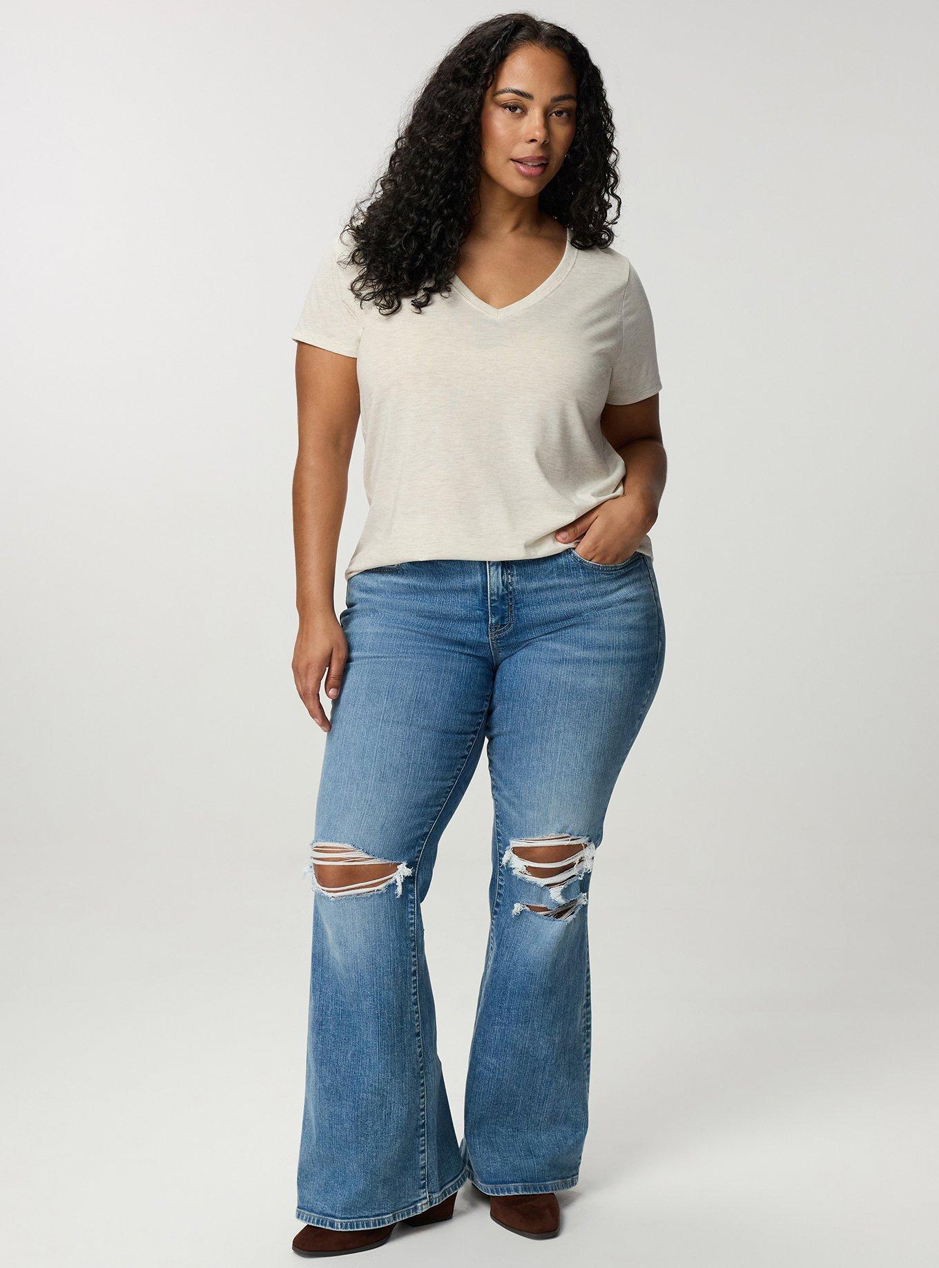 Girlfriend Signature Jersey V-Neck Tee, OATMEAL HEATHER, alternate