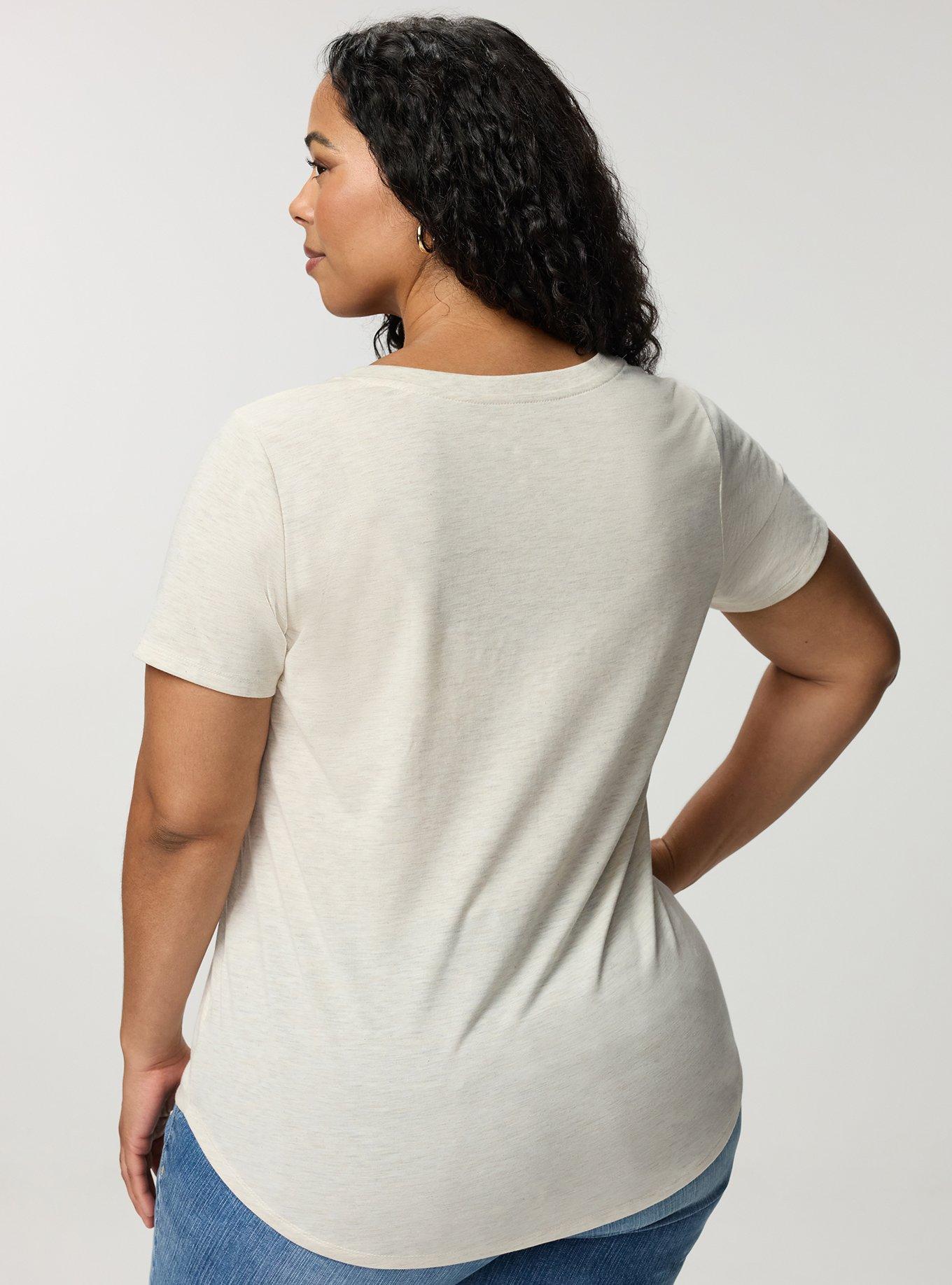Girlfriend Signature Jersey V-Neck Tee, OATMEAL HEATHER, alternate