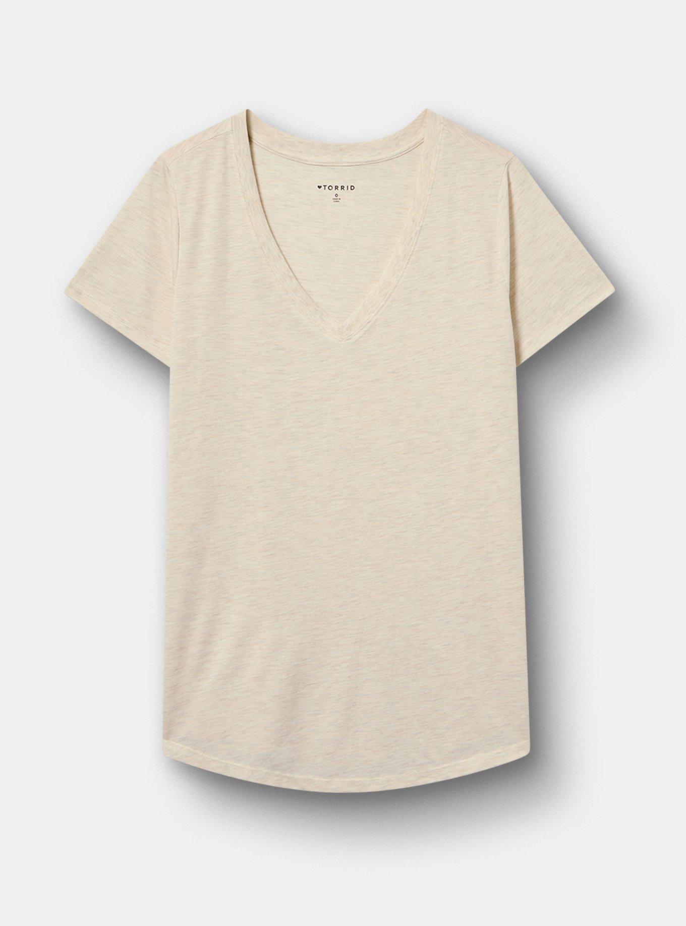 Girlfriend Signature Jersey V-Neck Tee, OATMEAL HEATHER, hi-res