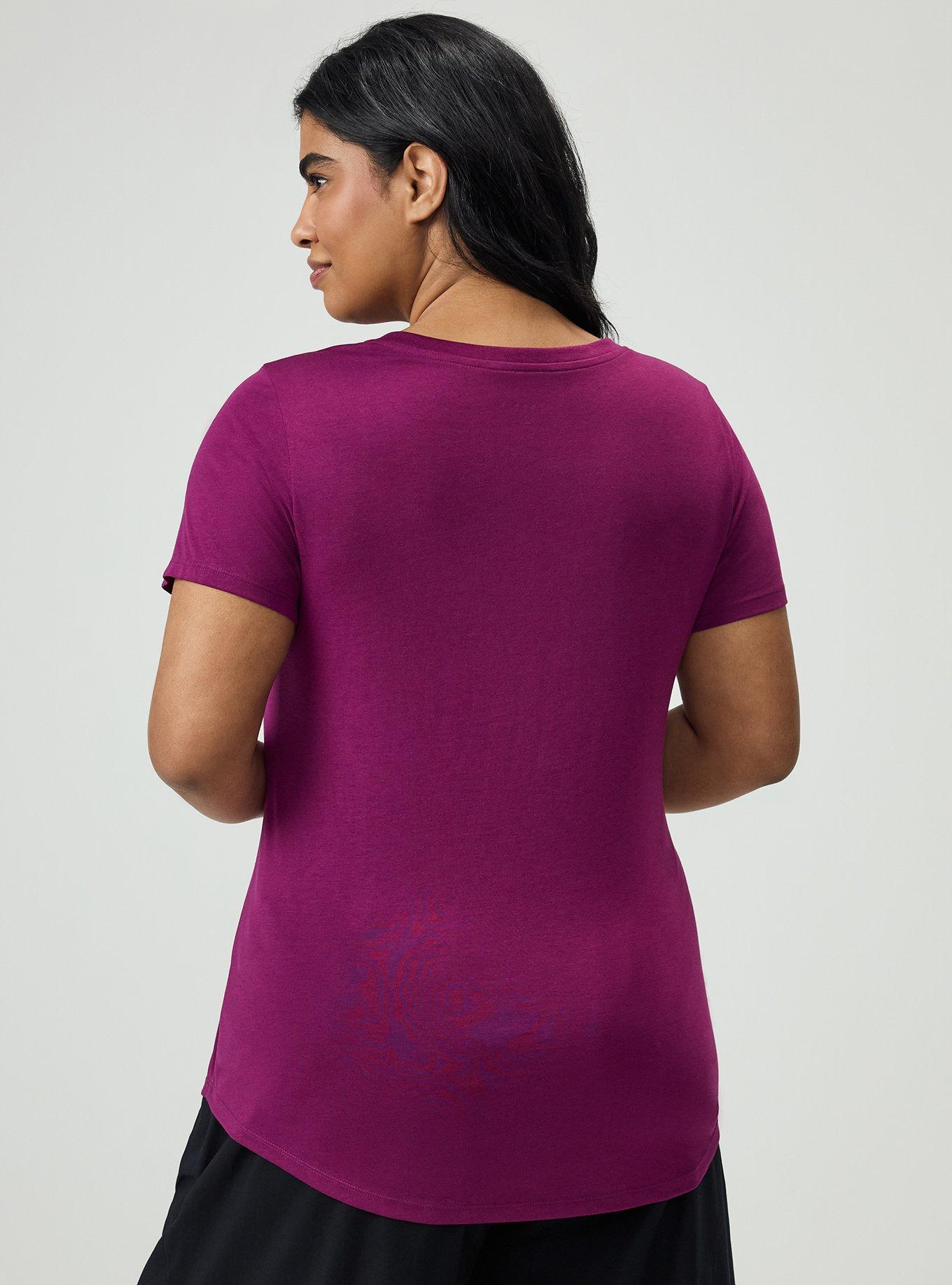 Girlfriend Signature Jersey V-Neck Tee, PLUM CASPIA, alternate