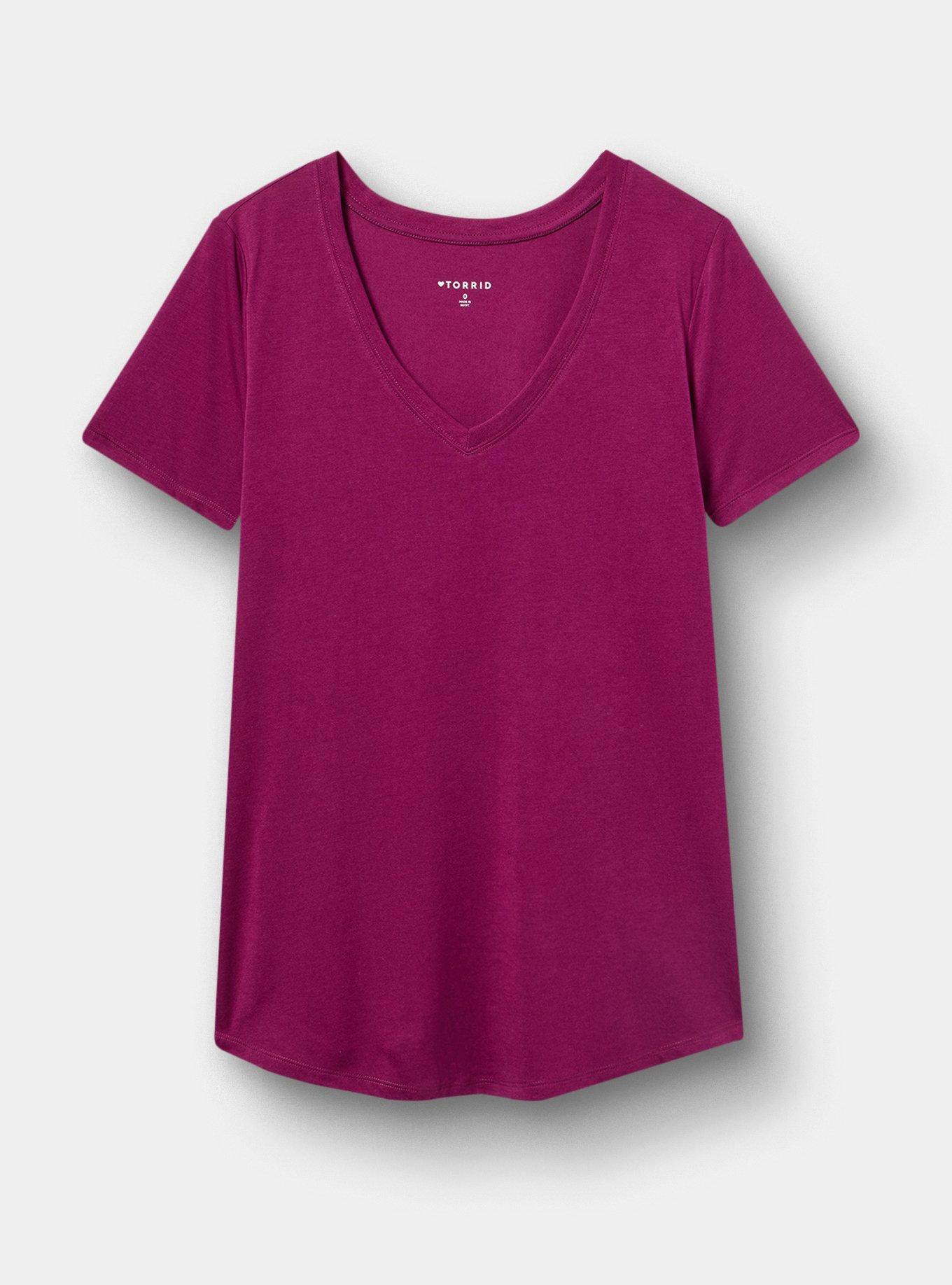 Girlfriend Signature Jersey V-Neck Tee, PLUM CASPIA, hi-res