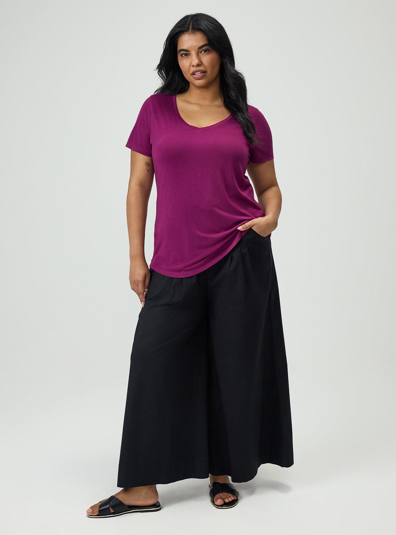 Girlfriend Signature Jersey V-Neck Tee, PLUM CASPIA, hi-res