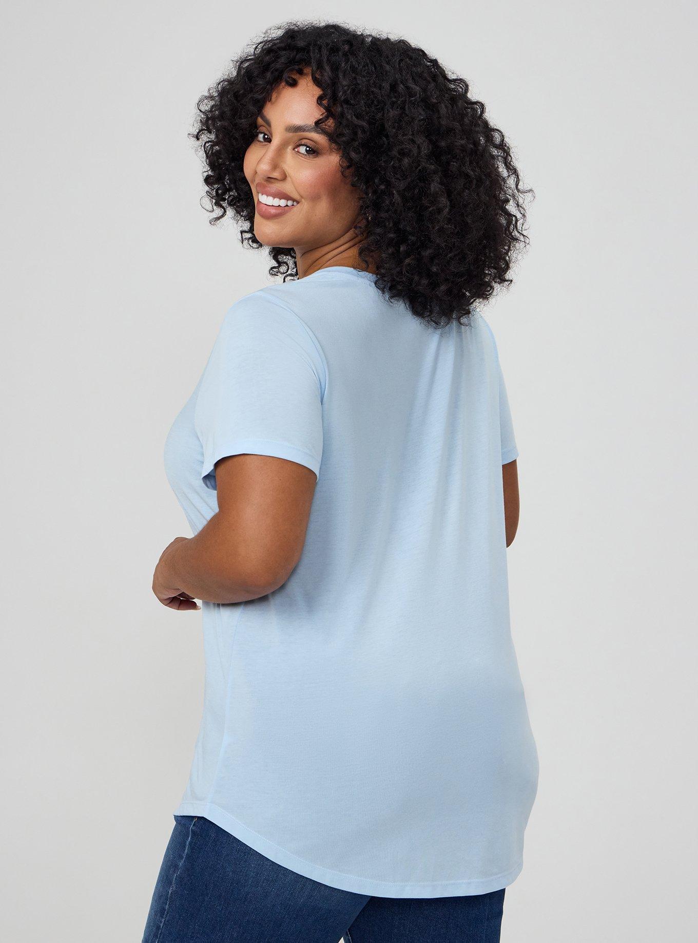 Girlfriend Signature Jersey V-Neck Tee, CASHMERE BLUE, alternate
