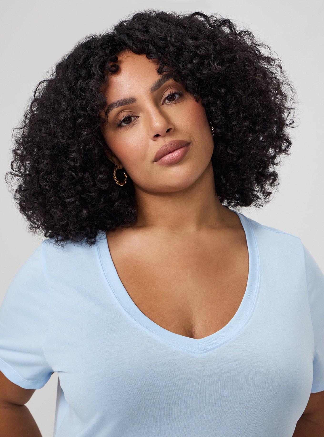 Girlfriend Signature Jersey V-Neck Tee, CASHMERE BLUE, alternate