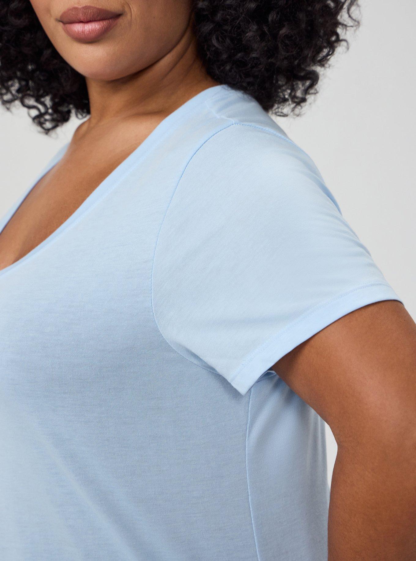 Girlfriend Signature Jersey V-Neck Tee, CASHMERE BLUE, alternate