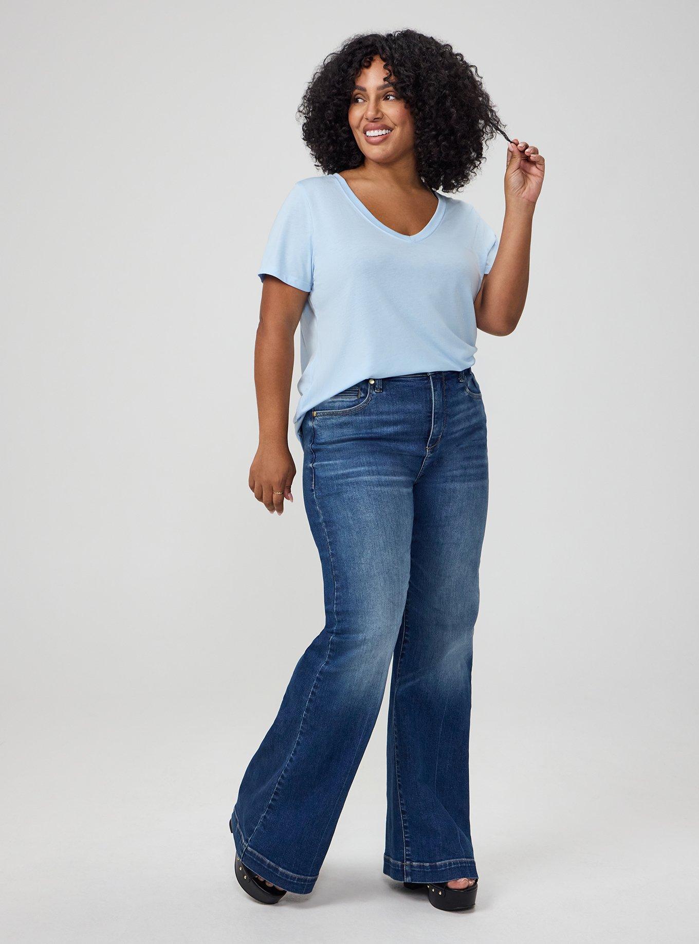 Girlfriend Signature Jersey V-Neck Tee, CASHMERE BLUE, alternate
