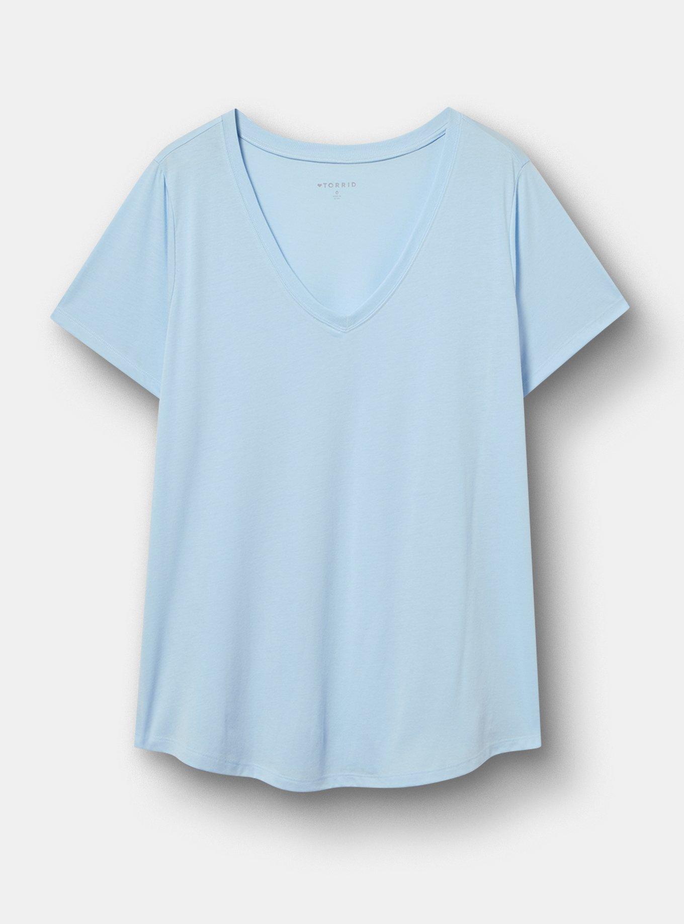 Girlfriend Signature Jersey V-Neck Tee, CASHMERE BLUE, hi-res