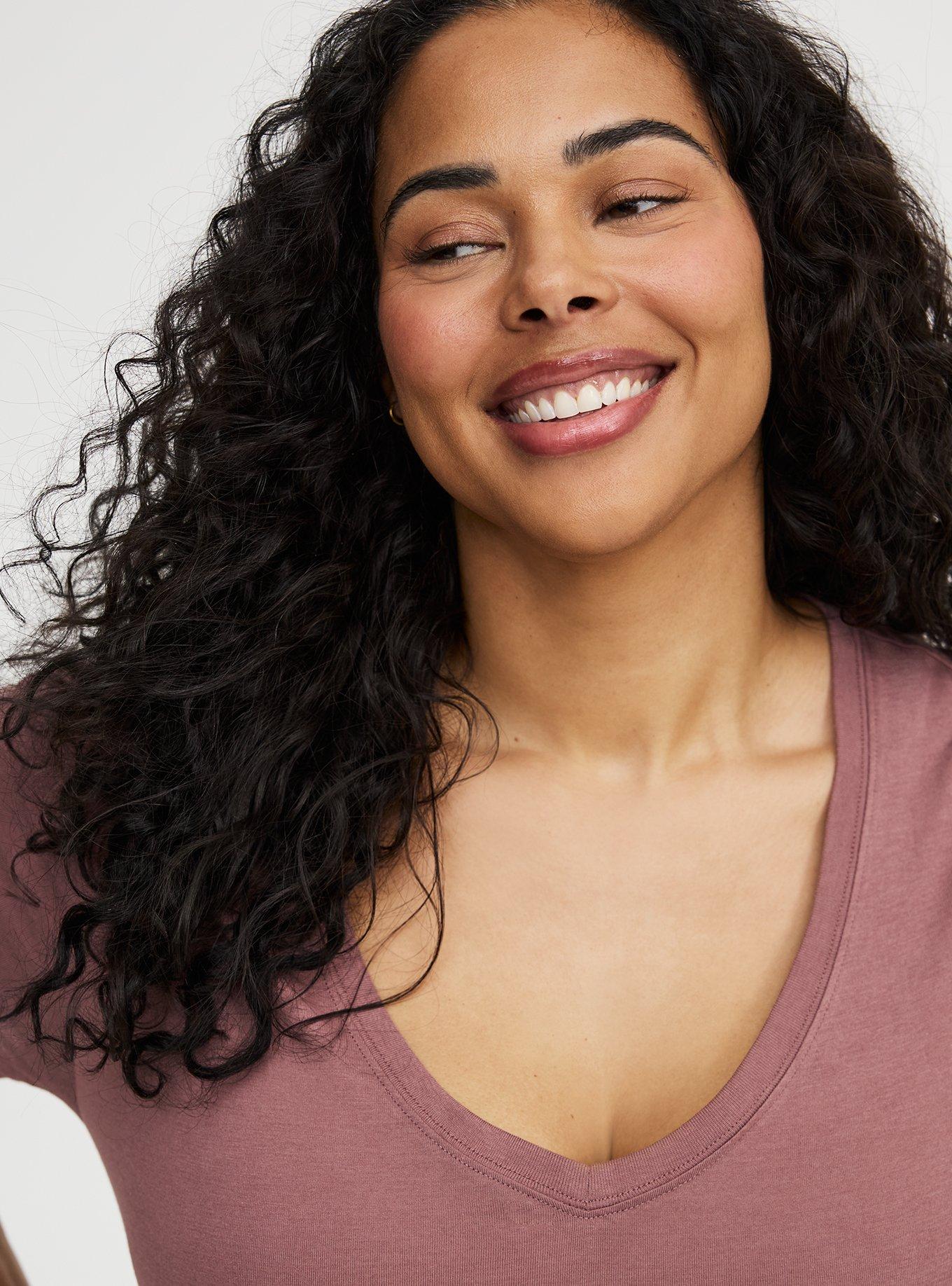 Girlfriend Signature Jersey V-Neck Tee, ROSE TAUPE, alternate