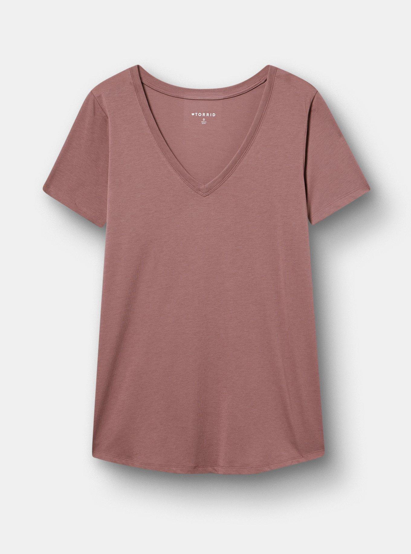 Girlfriend Signature Jersey V-Neck Tee, ROSE TAUPE, hi-res