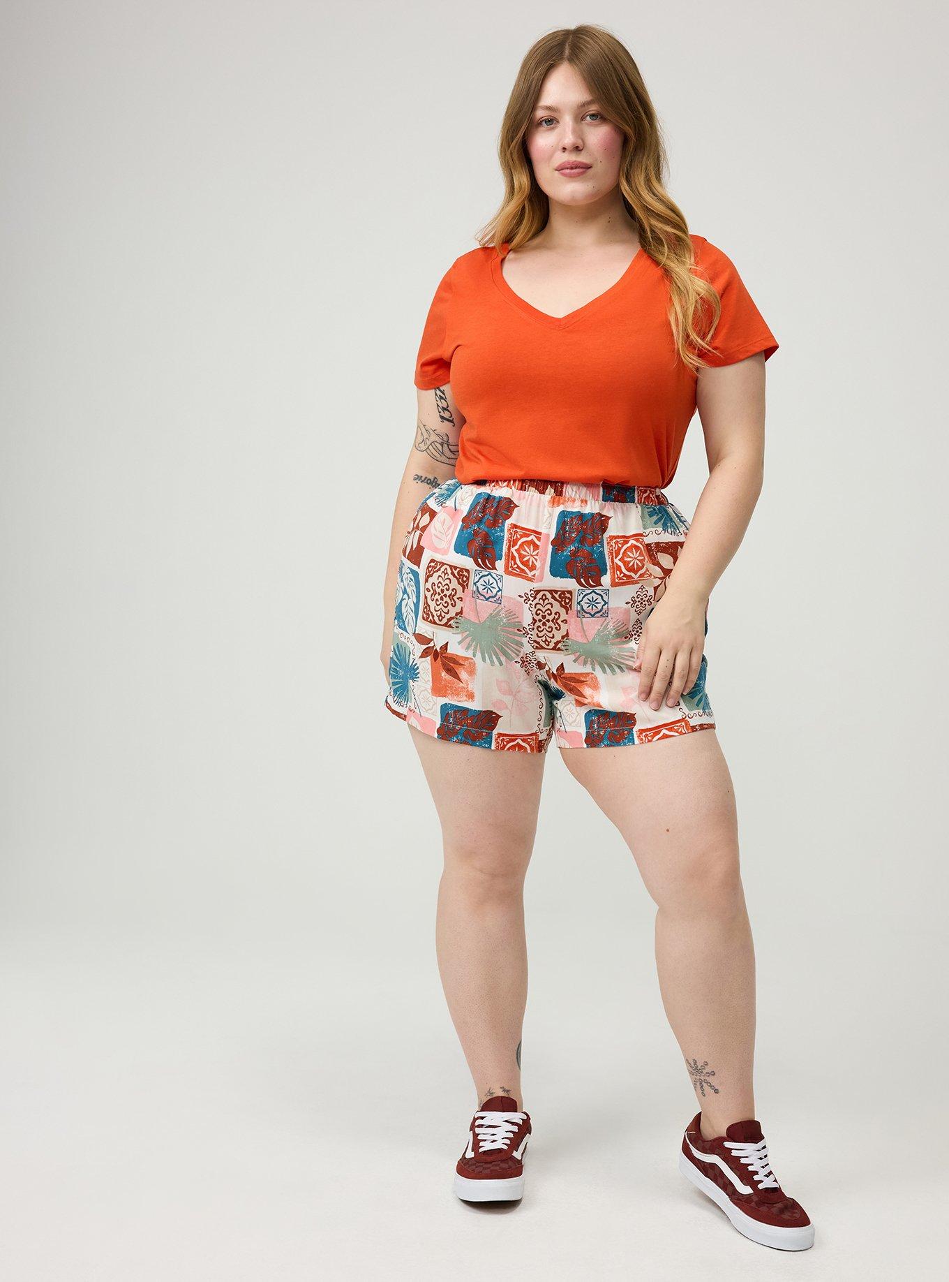 Plus Size Girlfriend Signature Jersey V-Neck Tee, PUREED PUMPKIN, alternate