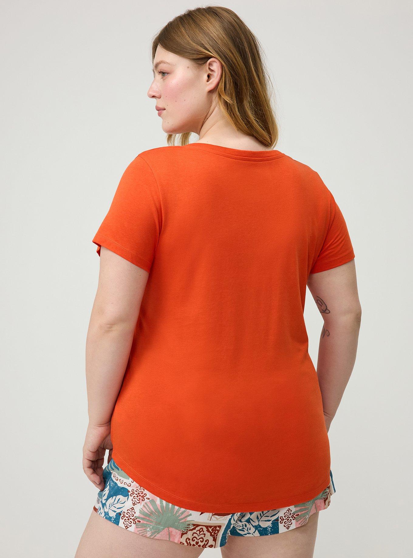 Plus Size Girlfriend Signature Jersey V-Neck Tee, PUREED PUMPKIN, alternate