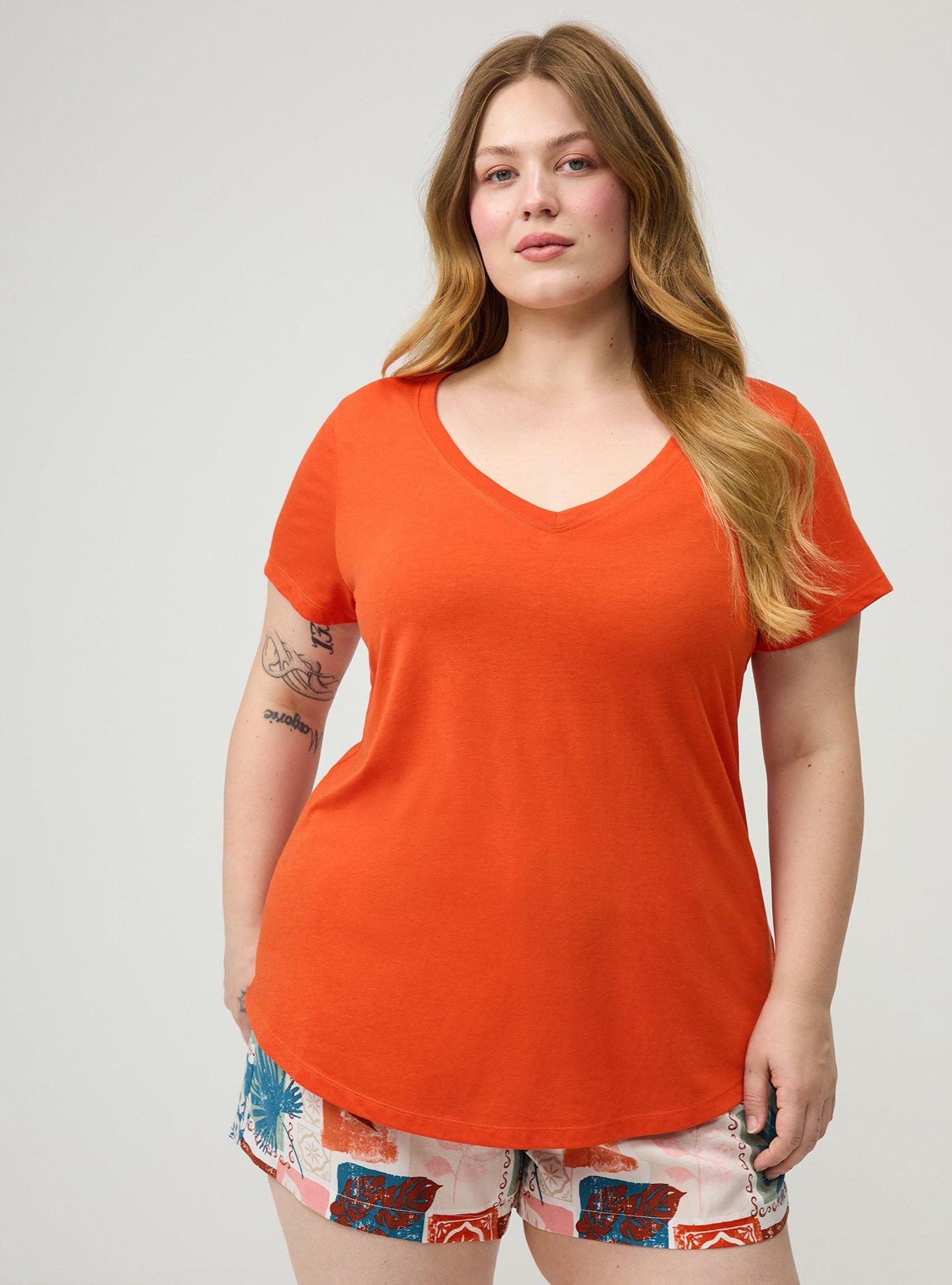 Girlfriend Signature Jersey V-Neck Tee, PUREED PUMPKIN, hi-res