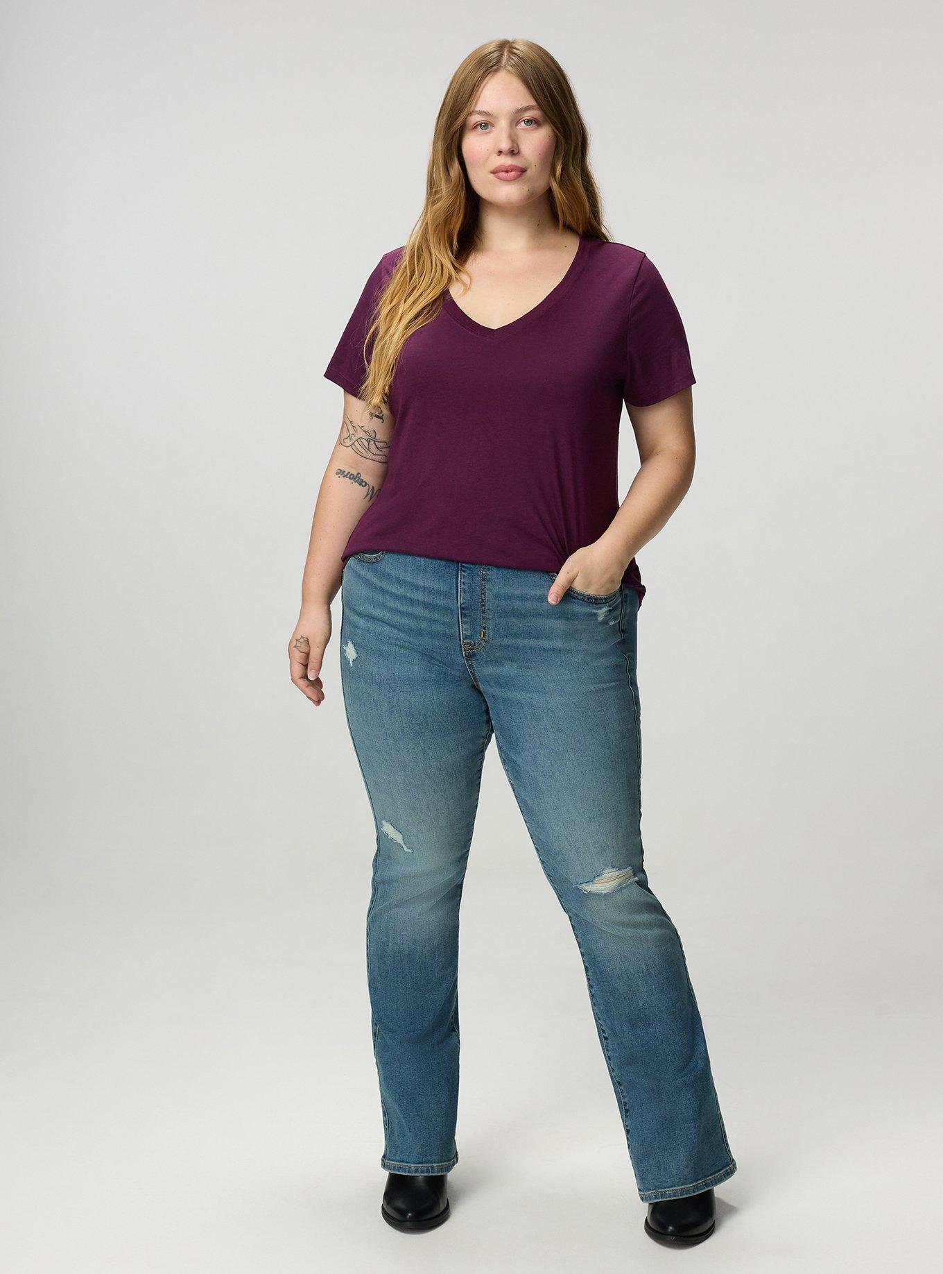 Girlfriend Signature Jersey V-Neck Tee, WINTER BLOOM, alternate