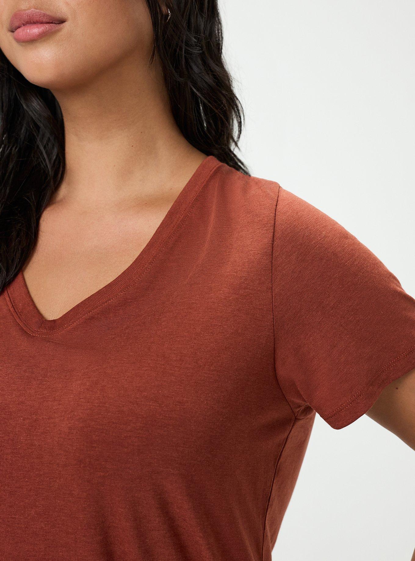 Girlfriend Signature Jersey V-Neck Tee, ROASTED RUSSET, alternate