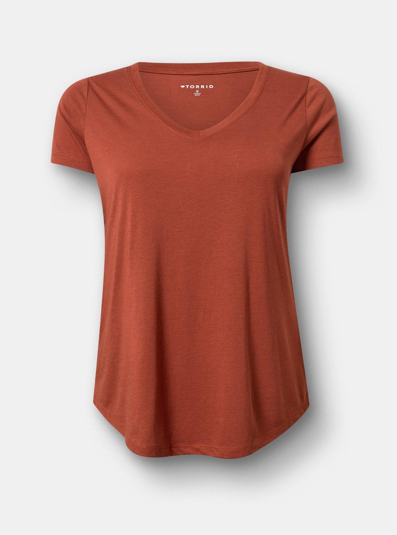 Plus Size Girlfriend Signature Jersey V-Neck Tee, ROASTED RUSSET, hi-res