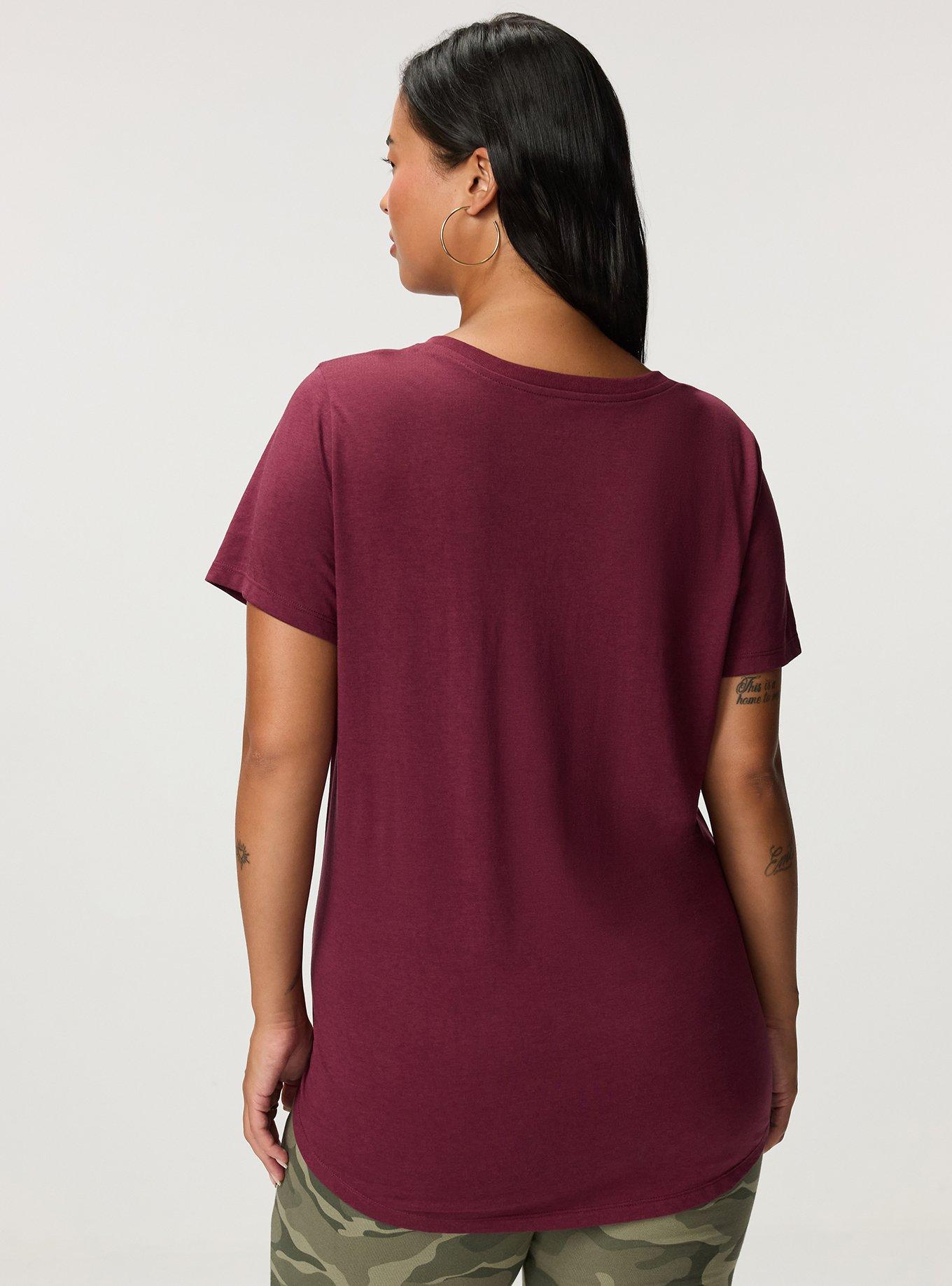 Girlfriend Signature Jersey V-Neck Tee, MAROON BANNER, alternate