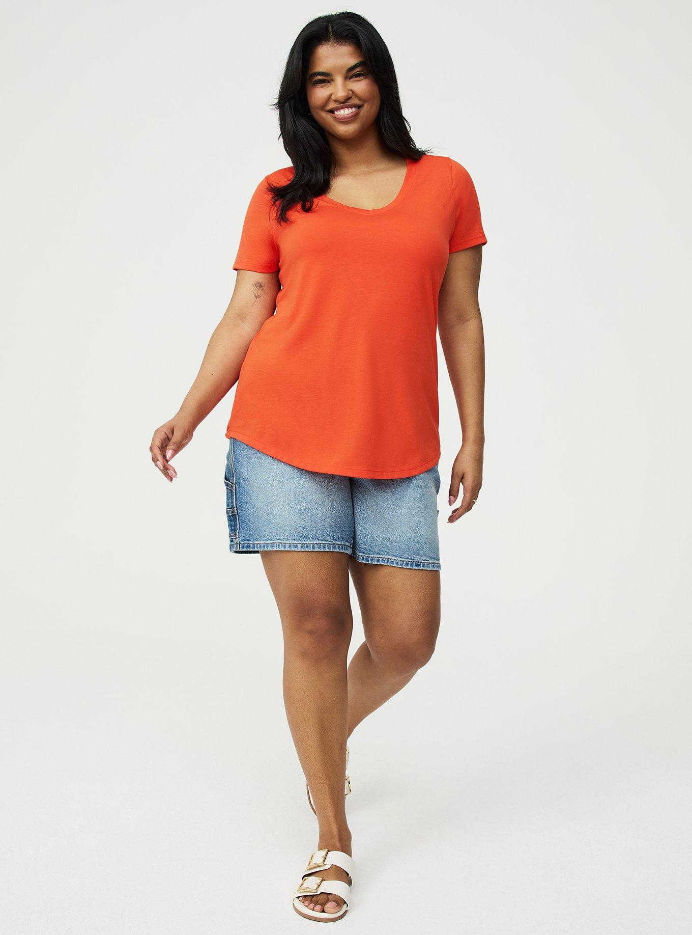 Girlfriend Signature Jersey V-Neck Tee, FIESTA, hi-res