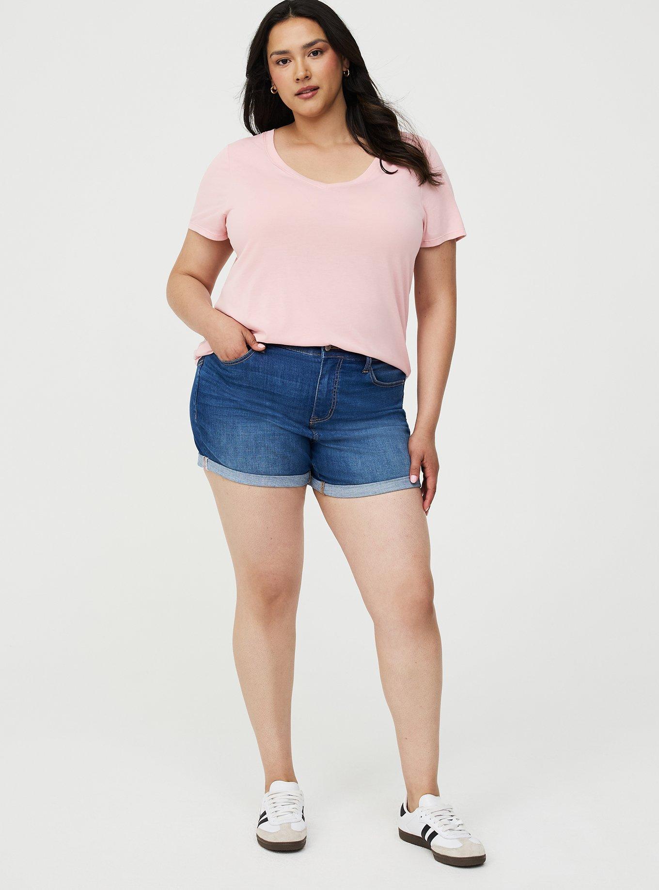 Girlfriend Signature Jersey V-Neck Tee, SILVER PINK, alternate