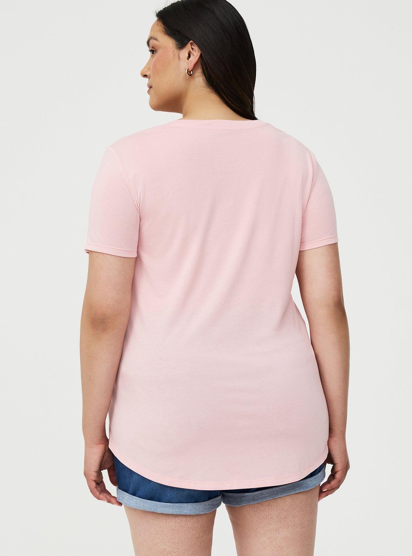 Girlfriend Signature Jersey V-Neck Tee, SILVER PINK, alternate